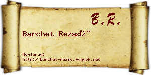 Barchet Rezső névjegykártya